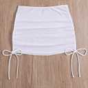 Women's Mesh Sheer Drawstring Solid Summer Bikini Cover Up Skirt (White)