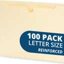 Blue Summit Supplies Manila File Jackets, Reinforced Straight Cut Tab, Designed for Use in Standard Hanging Files, Letter Size, 100 Pack
