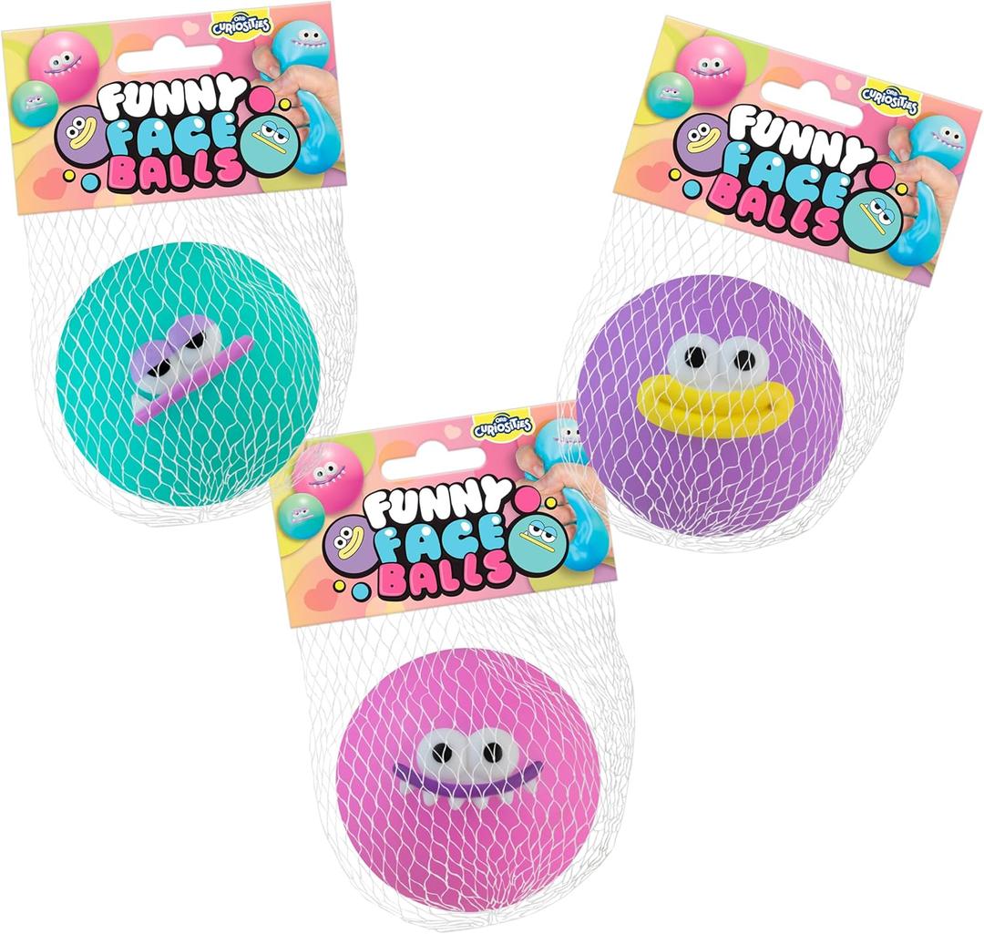 ORB Easy Squeezy Funny Face Squishy Stress Balls 3 Pack - Cute Slow Rising Squishy Monster Face Squishies - Extra Soft Marshmallow Squish -Stress Relief and Funkee Fidget Toys for Kids and Adults
