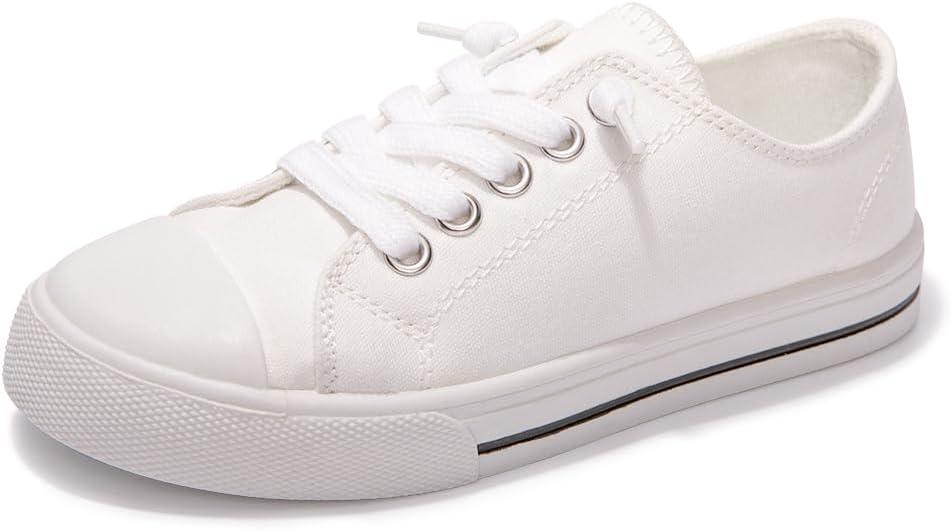 Colgo Boys Girls Sneakers Canvas Lace up Walking Shoes for Little Big Kids Size 5