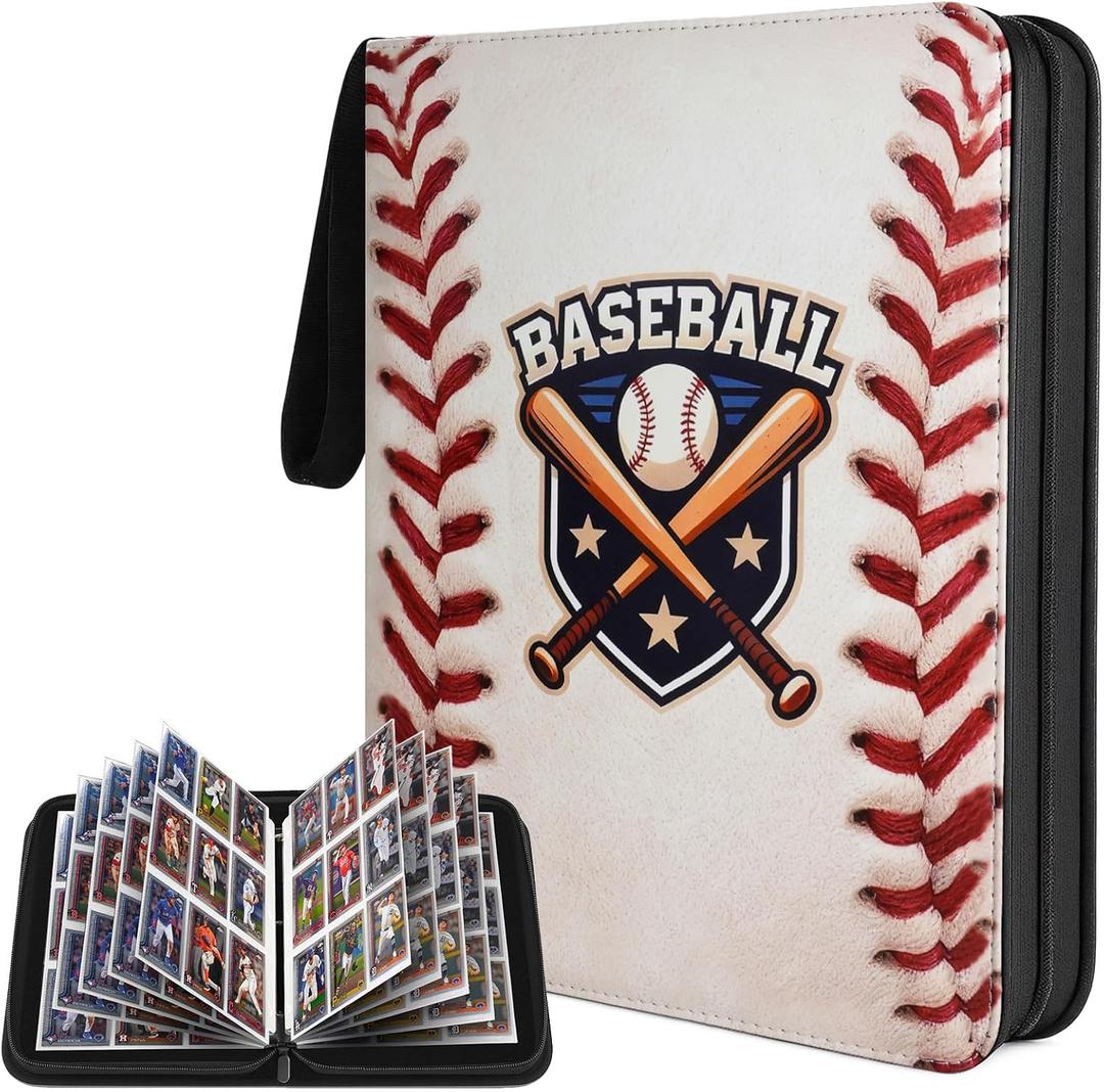 Baseball Card Binder,9 Pocket Trading Card Zip Binder, 900 Pockets Holder Sheets Display Storage Protectors, Baseball