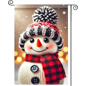 Nuxovilar Winter Garden Flag Double Sided Flags Decorations For OutsideWinter Holiday Decorative Flag Xmas Yard Outdoor Gardens Polyester (Snowman Type J,11.81 X 39.37 Inches) (CU00980)
