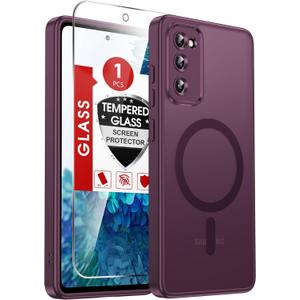 LeYi for Samsung S20-FE Case:    Compatible with Mag-Safe with Screen Protector, Military-Grade Matte Translucent Soft-Touch Skin Funda para S20FE, Wine Red (Galaxy S20 FE (6.5 inch))