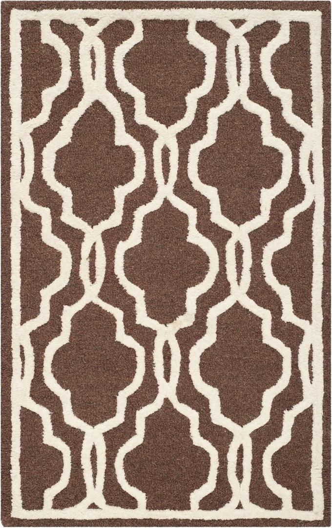 SAFAVIEH Cambridge Collection 2' x 3' Dark Brown / Ivory CAM131H Handmade Moroccan Premium Wool Accent Rug
