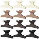 Batiyeer 12 Pcs Butterfly Hair Clips for Styling Sectioning Hair Clips for Women Butterfly Clamps Non Slip Claw Salon Section for Cutting Styling Coloring Thick Thin(Neutral Color)