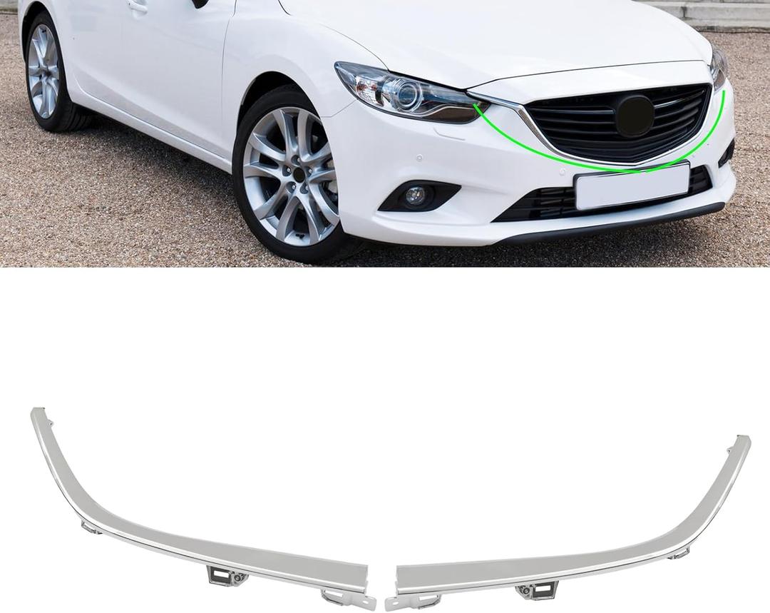 2PCS Front Upper Grille Molding Tirm Fit for Mazda 6 2013 2014 2015 2016 Chrome Left and Right Side