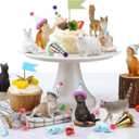 18 Pcs Cat Birthday Party Decorations Mini Birthday Hat Animal Figure Model Cake Toppers with Mini Hat for Birthday Party, Animals Themed Party