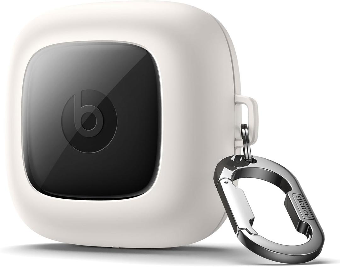 SURITCH for Powerbeats Pro Case Cover, Shockproof Magnetic Cases for Beats Powerbeats Pro Wireless Earbuds, Protective Cover with Magnetic Lid Lock & Carabiner, Full-Body Drop Protection, White