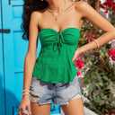 LOFAAC Women Sexy Y2K Strapless Ruffle Hem Tube Top Slim Fit Summer Backless Tie Front Going Out Bandeau Crop Tank Top (L)