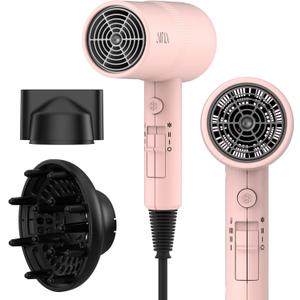 AINA Hair Dryer with Diffuser, Blow Dryer for Women | Advanced Ionic Technology, Ceramic Coating | Cold Shot Features Turbo Heat for Fast Drying and Shine 110V/ALCI (Babe Pink) (3 Piece)