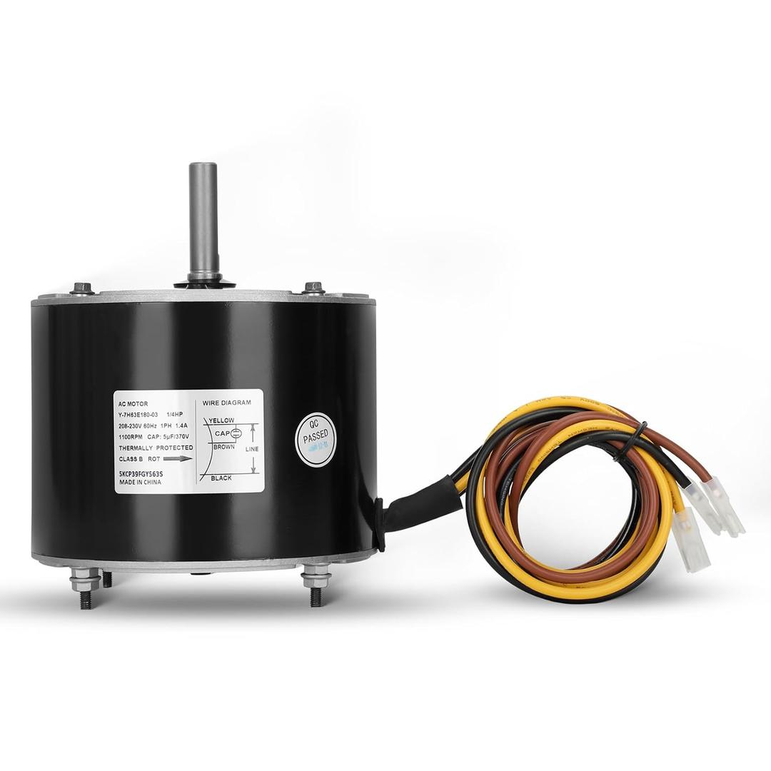 5KCP39FGY563S Condenser Fan Motor Replacement for GE, Carrier, Bryant, Payne, 1/4 HP, 1100 RPM, 208/230V, Y7S623C835L HB39GQ230 HB39GQ230A HC39GQ230 K55HXAJL-4102 5KCP39FGU997AS 5KCP39FGY563S