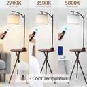 Floor Lamp with Oval Side Table, 3 Color Temperature 9W LED Bulb, Remote and Foot Switch Control, USB A and C Ports, Dual AC Outlets, 1-Hour Timer, Modern Lamp for Living, Bedroom, Brown
