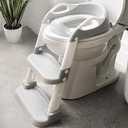 Jool Baby Potty Training Seat with 2 Step Ladder for Toddlers  Splash Guard, Adjustable Height (Gray)