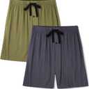 BAMBOO COOL Men's Pajama Bottoms Soft Comfy Breathable Lightweight Sleepwear Lounge Pajamas Shorts with pockets 2 Pack (Blue, S)