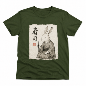 Bunny Rabbit Painting Vintage Japanese Art Anime T-Shirt, Large
