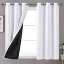 YoungsTex White 100% Blackout Curtains 45 Inch Length - Shor Thermal Insulated Drapes with Light Blocking Room Darkening for Bedroom Window Privacy Protection, 2 Panels, 42 X 45 Inch
