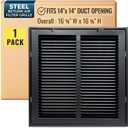 Fits 14x14 Duct Opening | Steel Return Air Filter Grille by Handua [Removable Door] for 1-inch Filters | Vent Cover Grill, Black | HVAC Cold Air Grille | Outer Size: 16 5/8"W X 15 5/8"H