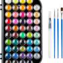 40+8 Watercolor Paint Set, Washable Water Color Paint Sets for Kids Adult Beginner, Non-toxic Watercolors with 3 Brushes 1 Refillable Water Brush Pen and Palette, Artists Watercolor Set, Art Supplies