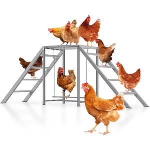 Chicken Coop Perches with Swing, Chicken Roosting Bars, Chicken Run Accessories Toy, Wooden Ladder for Pet's Healthy & Happy, Sturdy and Easy to Clean, Suitable for Backyard Farm