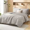 Litanika Linen California King Size Comforter Set with Sheets - 7 Pieces Bed in a Bag California King Boho Tufted Complete Bedding Sets with Comforter, Sheets, Pillowcases & Shams