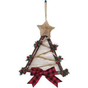 Christmas Wreath, 9.84 Inch LED Triangle Merry Christmas Front Door Wreaths Small Christmas Decorations Home Decor