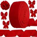Syhood Christmas Wired Velvet Ribbon with Gold Edge Waterproof Velvet Decoration Ribbon Wrapping for Xmas Wreath Bows Floral Craft Ornaments(2.5 Inch X 40 Yard,Scarlet)