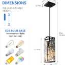 Black Pendant Lighting Modern Pendant Light, Mini Crystal Chandeliers,Adjustable Pendant Light Fixture for Kitchen Island Dinning Room Bedroom (3 Pack)