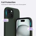 ORNARTO Compatible with iPhone 15 Case 6.1, Slim Liquid Silicone 3 Layers Full Covered Soft Gel Rubber Phone Case, Anti-Scratch Shockproof Protective Cover 6.1 Inch, Dark Moss