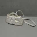 Beatfull Evening Purse Women Small Pearl Handbags Soft Leather Ruched Bag Wedding Bridal Clutch Party Prom Crossbody Purses (White)