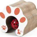 Magic Organ Cat Interactive Scratcher Cardboard with Bell Ball, Foldable & Changeable Accordion Shape Exercise Anxiety Relief Toy for Indoor Cats Toy (1PCS)