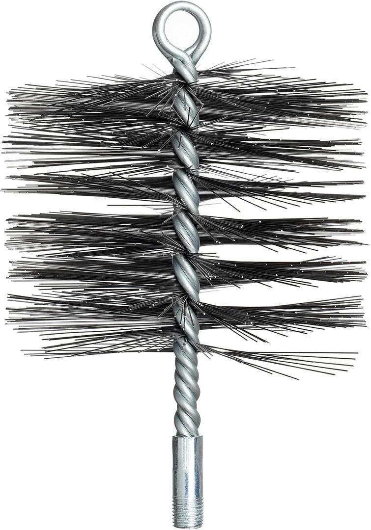 Stanbroil 6 Inch Round Steel Chimney Cleaning Brush with 1/4" NPT Fitting for Masonry Chimney Flue, Works with Most Chimney Rod Sets