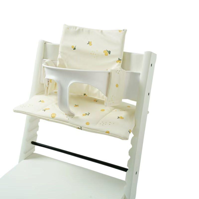 Baby Cushion Set Soft and Comfort High Chair Cushion for Infant, Toddler High Chair Accessories Easy to Clean and Install, Lemon White