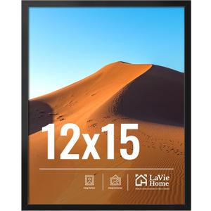 LaVie Home 12x15 Picture Frame for Wall Display, 12x15 Black Picture Frame with HD Plexiglas, 12 x 15 Poster Frame 1 Pack, Display Frame for Vertical or Horizontal, Classic Collection