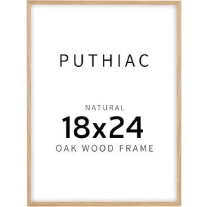 puthiac 18x24 Solid Oak Wood Picture Frame, 18 x 24 Poster Frames for Wall, Vertical or Horizontal, Plexi Front, 1 Pack, Natural Oak