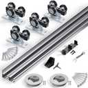 SMARTSTANDARD 48"/4FT Bypass Sliding Door Hardware Kit for Cabinet Closet, Aluminum Alloy Hardware with Finger Pull, for 2 Door System, Smoothly and Quietly, Fit 24.5" Wide Panel, No Door