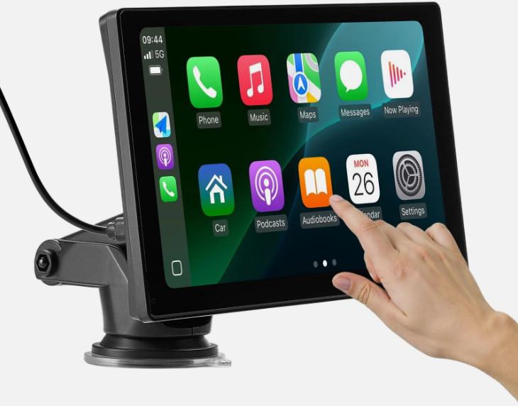 Wireless Apple Carplay Screen for Cars, HD Portable Car Stereo Touch Screen for Apple CarPlay & Android Auto with Backup Camera/Mirror Link/Siri/Voice Control/GPS Navigation/AUX for All Vehicles