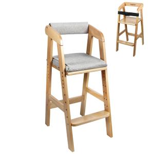 PandaEar Wooden High Chair for Toddlers, Adjustable Child Highchair Feeding Chair with Removable Cushion & Steps for Kids Dining, Eating, Studyin (Natural)