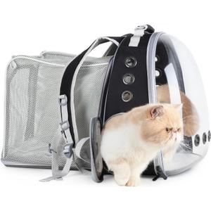 Lollimeow Cat Carrier Backpack, Expandable Bubble Pet Carrier for Cats and Small Dogs, Airline Approved Travel Backpack for Hiking, Walking & Outdoor Adventures - Supports up to 14 lbs