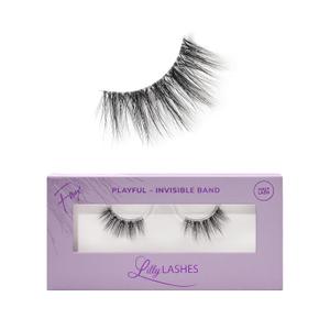 Lilly Lashes Sheer Band, False Eyelashes with Invisible Band Lashes, Half Lashes Natural Look, Half Lash Cateye Style, Reusable Eyelashes 20x, Lash Glue not Included, 13mm (Playful)