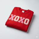 AG AGUU Mommy and Me Valentines Day Sweatshirts Glitter Patch XOXO Shirts Family Matching Outfits Long Sleeve Pullover Top(Mom-Red, XL)