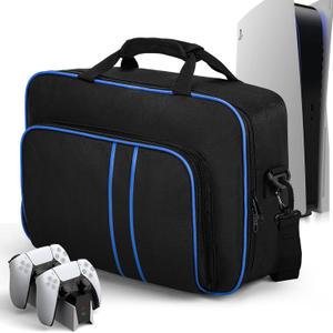 Carrying Case for PS5, Portable Carry Case Bag for Playstation 5, Protective Travel Storage Bag with Thick Padding Compatible for PS5 Digital Edition,Controller,Game Discs,Charger & Accessories, Black