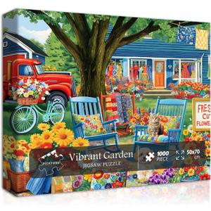 PICKFORU Nature Flower Jigsaw Puzzle - 1000 Pieces, Spring Plant & Floral Scenery, Dog & Cat Themed, Challenging for Adults PICKFORU Nature Flower Jigsaw Puzzle - 1000 Pieces, Spring Plant & Floral Scenery, Dog & Cat Themed, Challenging for Adults