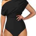 YMDUCH Women's Sexy Off Shoulder Sleeveless Bodycon One Piece Bodysuit Top, Size: L