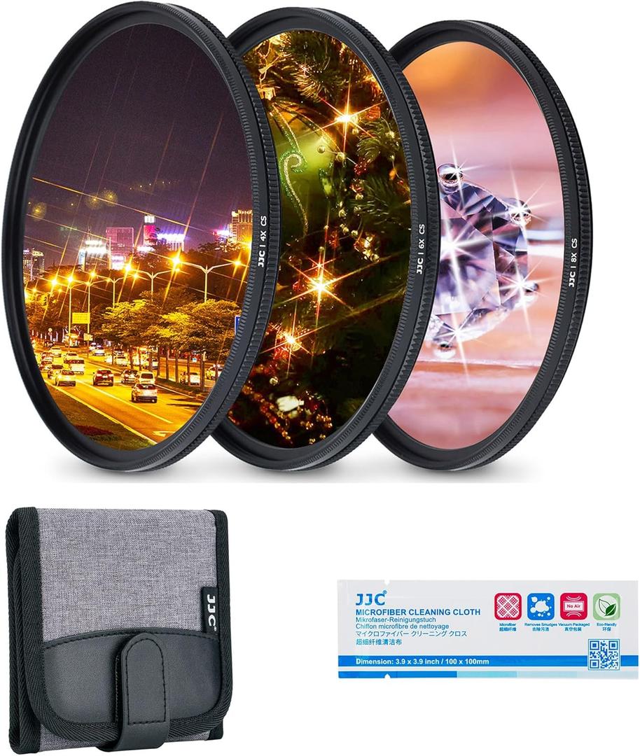 JJC 67mm Variable Star Filter Cross Screen Starburst Filter Kit for Canon EF-S 18-135mm f3.5-5.6 USM Lens, RF 24-105mm F4-7.1 Lens for Sony FE 24-70mm f4 Lens & Other Lenses with 67mm Filter Thread