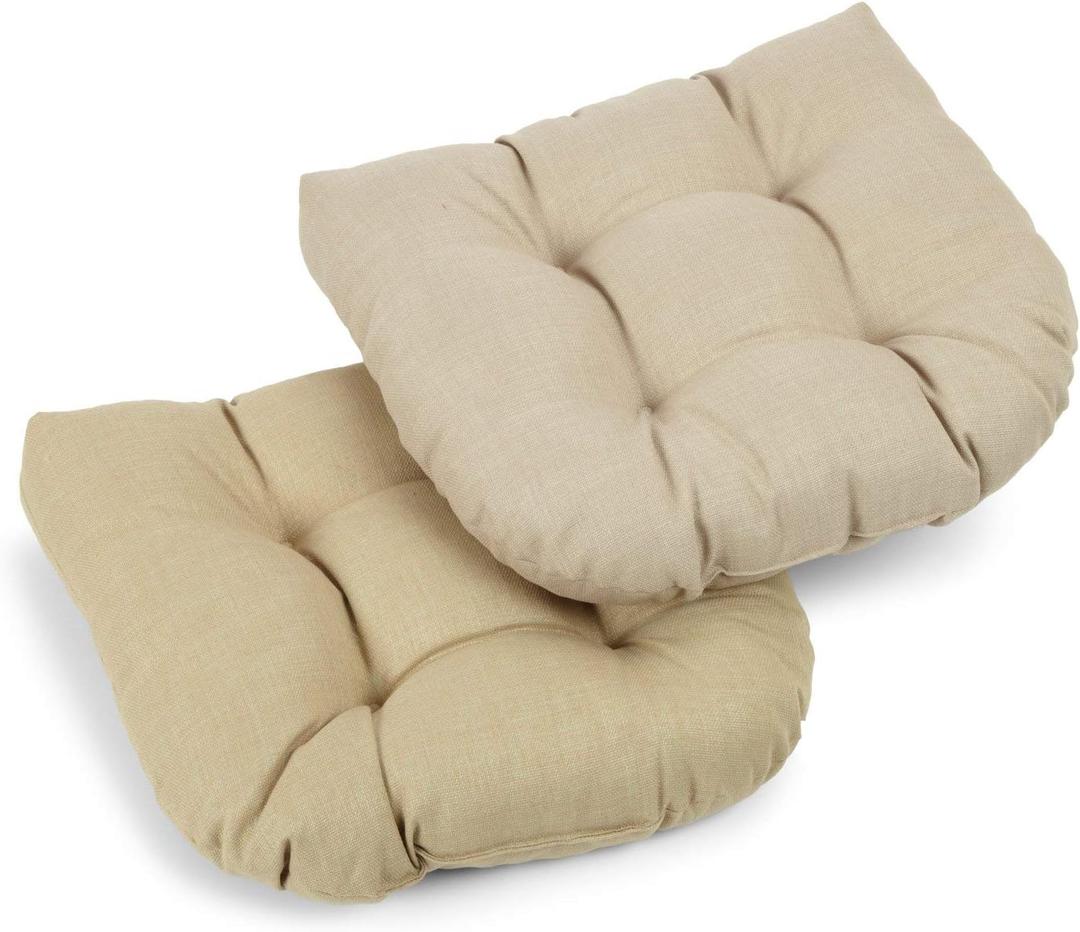 Blazing Needles Indoor/Outdoor Rounded Back Chair Cushion, 19" x 19", Sandstone 2 Count