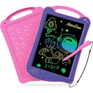 HOMESTEC Astrodraw Drawing Pad Toys, Colorful LCD Writing Tablet for Kids, Doodle Board for Toddlers 3 4 5 6 Years Old, Travel Sensory Space Toy for Boys Girls, Birthday Gift Idea (Purple/Pink)