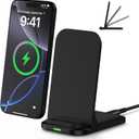 Wireless Fast Charger Stand Foldable Samsung Wireless Charger Fast Charging Station Android Phone Charger Stand for Samsung Galaxy S25 Edge S25 Ultra S25 S24 S23 S22 S21,iPhone 16e 16 Pro Max 15 14 13 (Black)