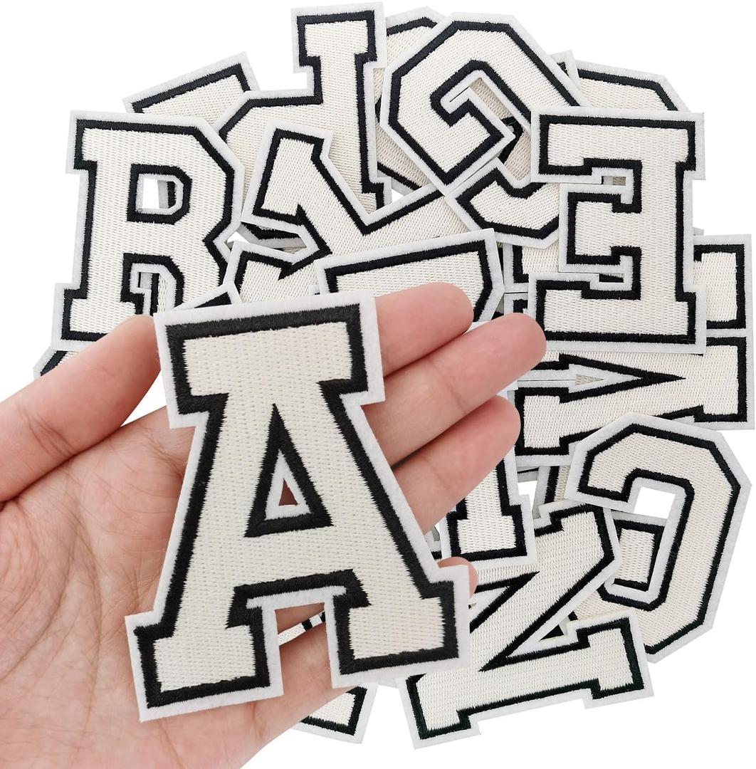 Letter Iron on Patches, Iron on Letters(A-Z) for Fabric, Full Embroidery Letters for Clothing, Hats, Dress, Jeans, T-Shirts, Backpacks, Etc(White) Letter Iron on Patches, Iron on Letters(A-Z) for Fabric, Full Embroidery Letters for Clothing, Hats, Dress, Jeans, T-Shirts, Backpacks, Etc(White)