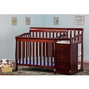 Dream On Me Jayden 4in1 Mini Convertible Baby Crib & Changer with Storage in Black, Pinewood, GreenGuard Gold & JPMA, 1 Mattress Pad, 3 Mattress Heights, Converts to Mini Day & Twin-Size Bed