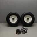 13x5.00-6 Flat Free Lawn Mower Tires and Wheels 3/4" 5/8" 1/2" Ball Bearings, 13x5x6 Zero Turn Mower Front Tires, Smooth Tires for Commercial Grade Lawn 3.25"-5.25" Adjustable Centered Hub (White)